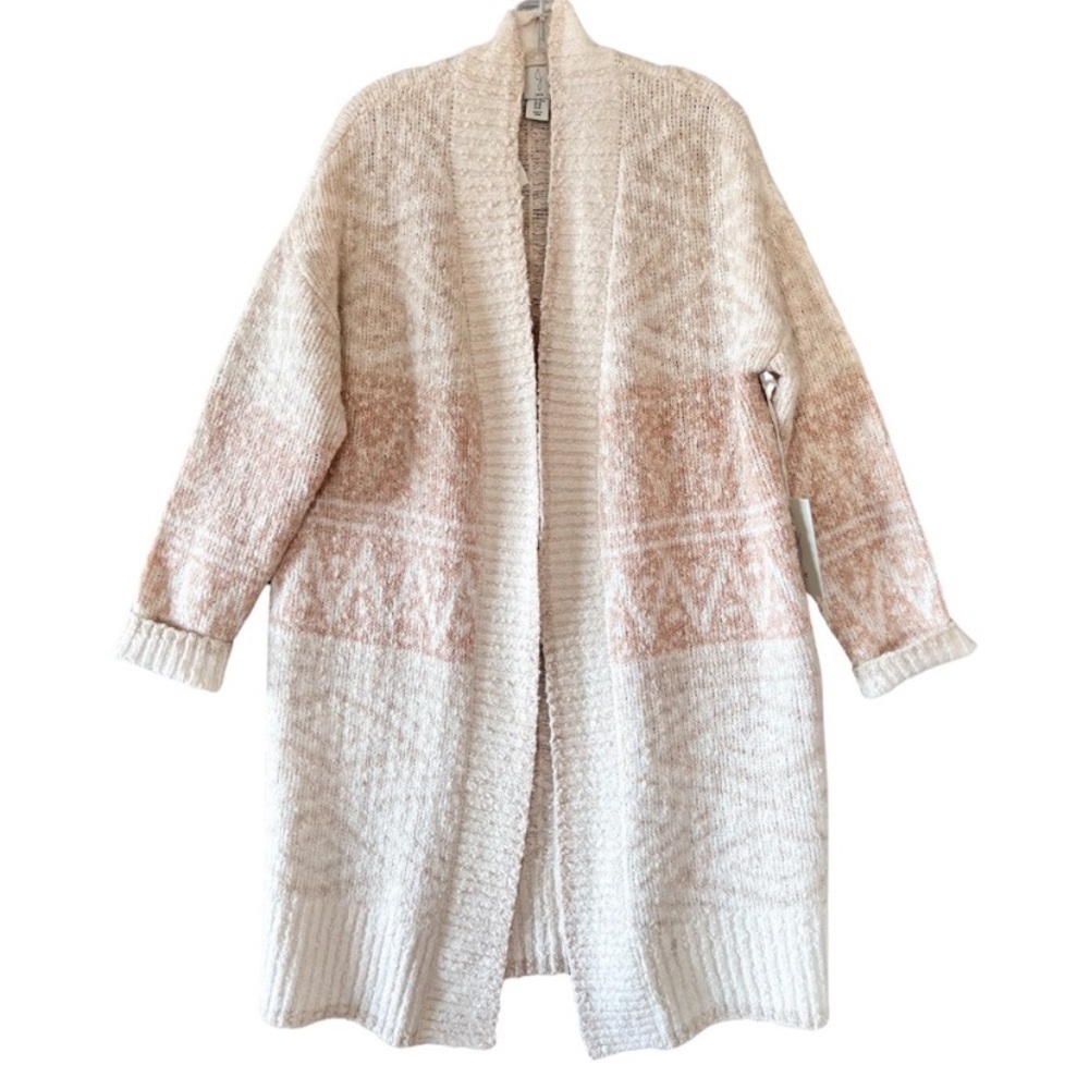 SOLD!!!  Joie Cream & Beige Nordic Long Cardigan Duster - Picture 2 of 9